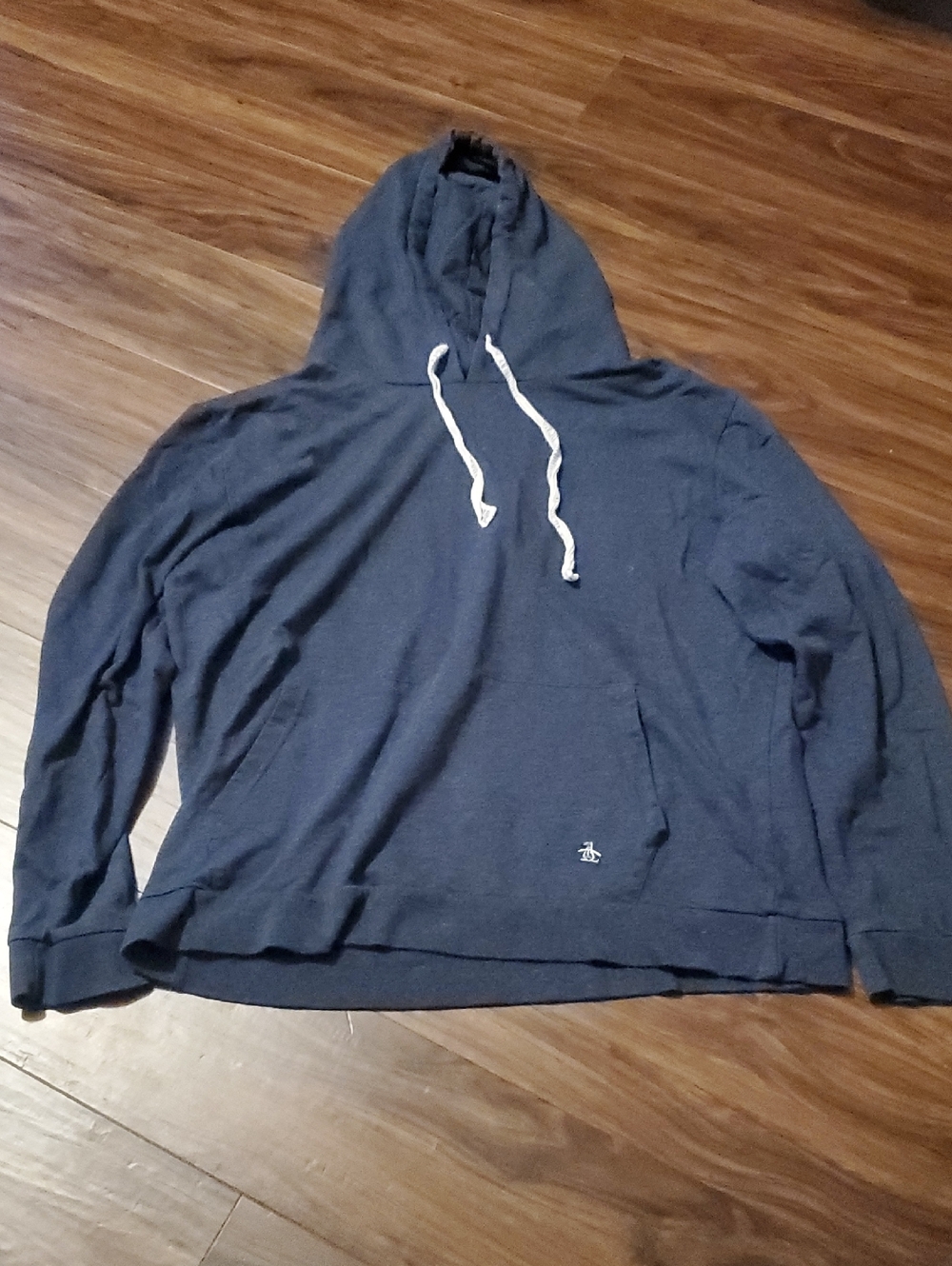 Original Penguin Navy Hooded Pullover with White Drawcord